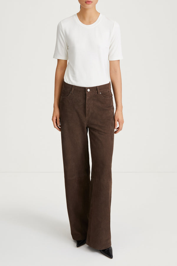 stylein VICTORY SUEDE TROUSERS - PEBBLE BROWN