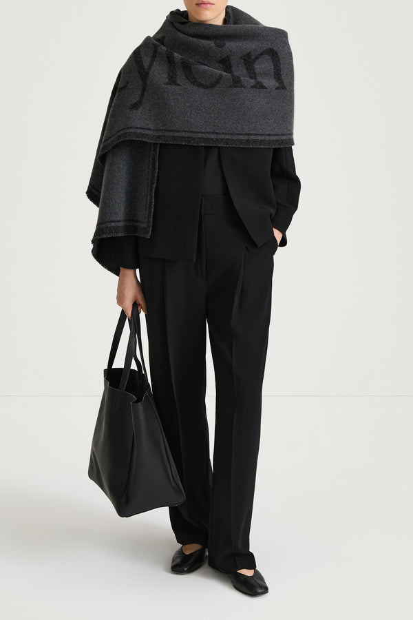 Stylein WIDE SIGNATURE SCARF - THALIA DARK GREY