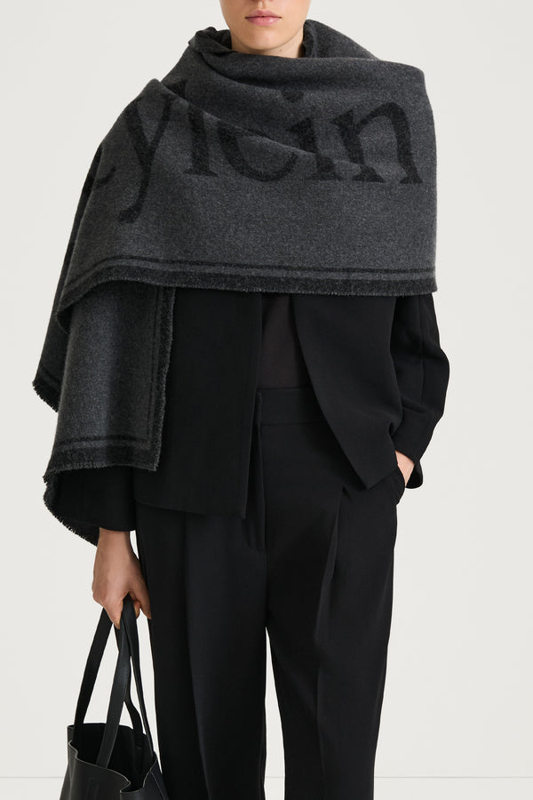 Stylein WIDE SIGNATURE SCARF - THALIA DARK GREY