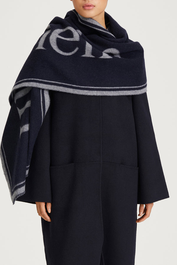 stylein WIDE SIGNATURE SCARF - THALIA NAVY & GREY