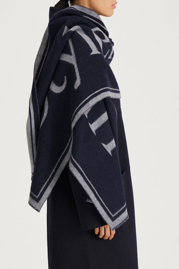 stylein WIDE SIGNATURE SCARF - THALIA NAVY & GREY