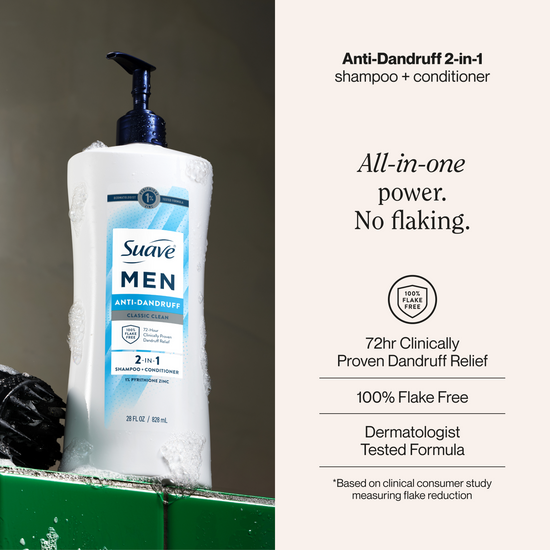 Suave Classic Clean Men's 2-in1 Anti Dandruff Shampoo & Conditioner