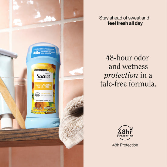 Suave Everlasting Sunshine Invisible Antiperspirant Deodorant Stick