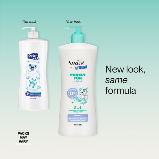 Suave Purely Fun Moisturizing 3-in-1 Shampoo Conditioner Body Wash