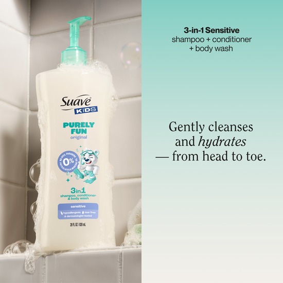 Suave Purely Fun Moisturizing 3-in-1 Shampoo Conditioner Body Wash