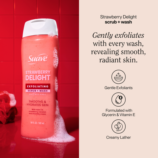 Suave Strawberry Delight Exfoliating Body Wash & Scrub