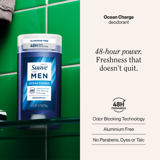 Suave Aluminum Free Ocean Charge Men's Deodorant
