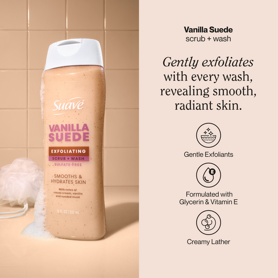 Suave Vanilla Suede Exfoliating Body Wash & Scrub