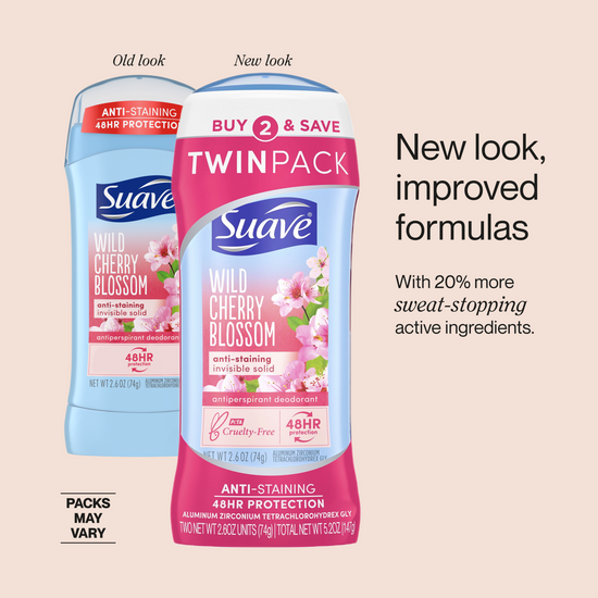Suave Wild Cherry Blossom Invisible Solid Antiperspirant Deodorant Stick