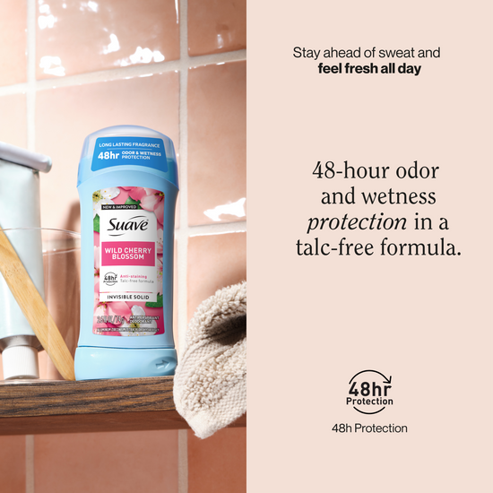 Suave Wild Cherry Blossom Invisible Solid Antiperspirant Deodorant Stick