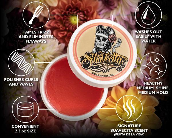 suavecito Suavecita Pomade for Women – Medium Hold High Shine Water-Based Hair Styling | Smooths Flyaways Easy Wash-Out All-Day Control