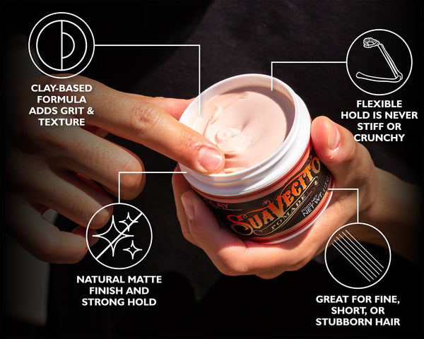 suavecito Suavecito Clay Pomade – Strong Hold Matte Finish Hair Styling for Men | Gritty Texture & Volume | Barber-Approved for Thick or Fine Hair