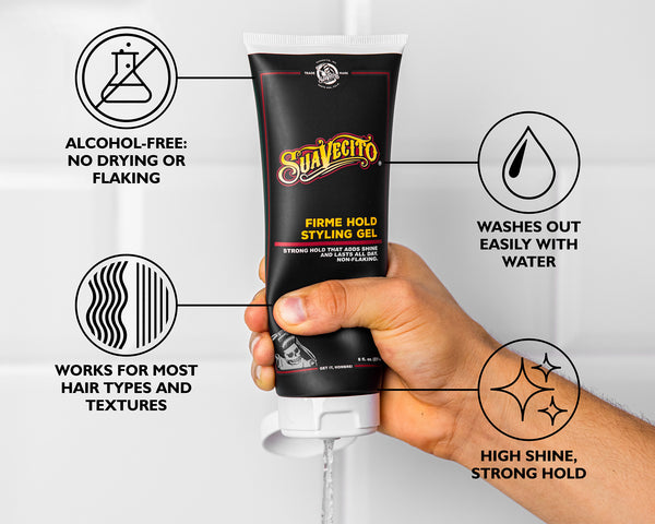 suavecito Suavecito Firme Hold Styling Gel – Strong Hold Flake-Free Hair Gel for Men | Alcohol-Free Water-Based Formula | All-Day Control with No Crunch