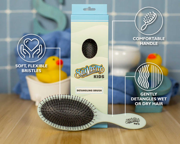 suavecito Suavecito Kids Detangling Brush – Gentle Tear-Free Hair Brush for Boys & Girls | No-Pull Kid-Friendly Design for Wet & Dry Hair | Soft Bristles for All Hair Types