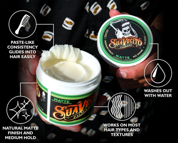 suavecito Suavecito Matte Pomade – No Shine Medium Hold Hair Styling for Men | Water-Based Natural Finish | Lightweight & Reworkable Barber-Approved Formula