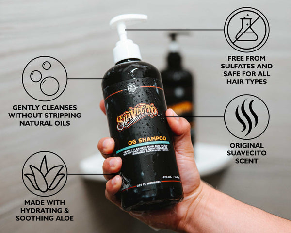 suavecito Suavecito OG Shampoo – Daily Clarifying Shampoo with Signature Scent | Deep Cleansing Sulfate-Free Formula for Men | Refreshes Scalp & Removes Build-Up