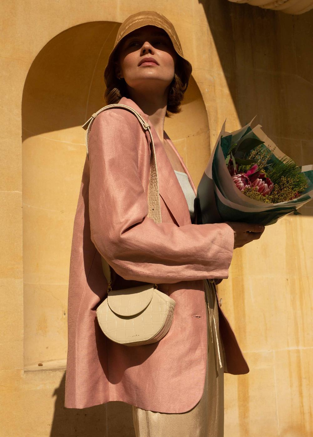 Subella London DANTE Embossed Croc Leather In Buttermilk Cream