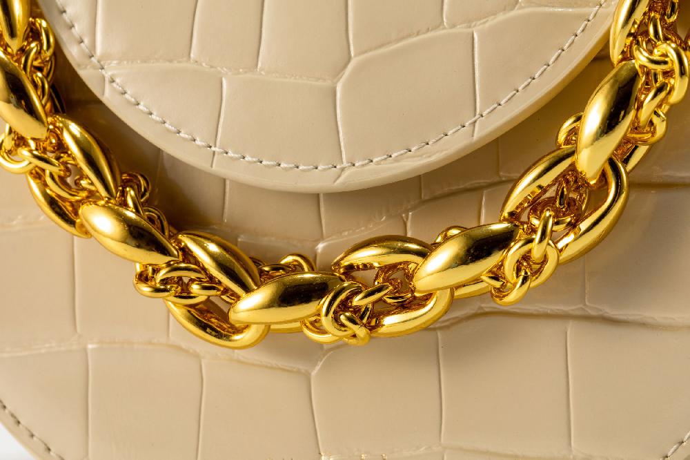 Subella London DANTE Embossed Croc Leather In Buttermilk Cream