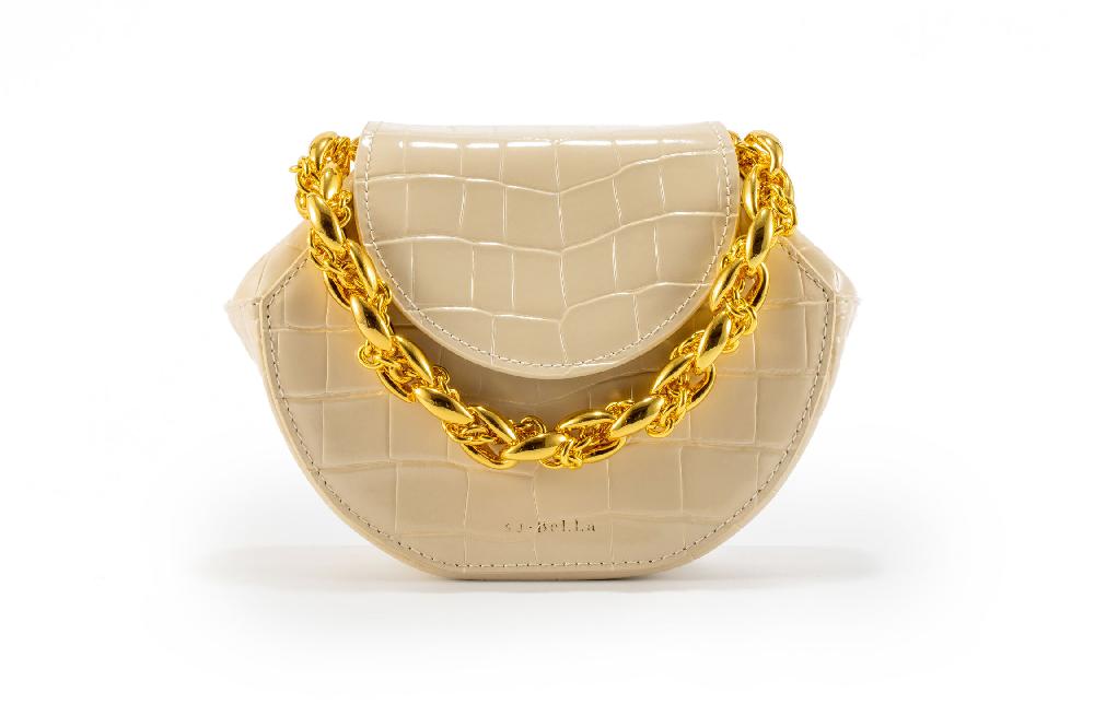 Subella London DANTE Embossed Croc Leather In Buttermilk Cream