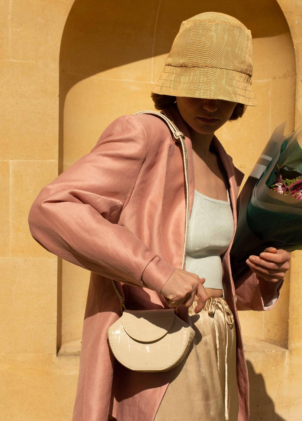 subella london DANTE Embossed Croc leather in Buttermilk Cream