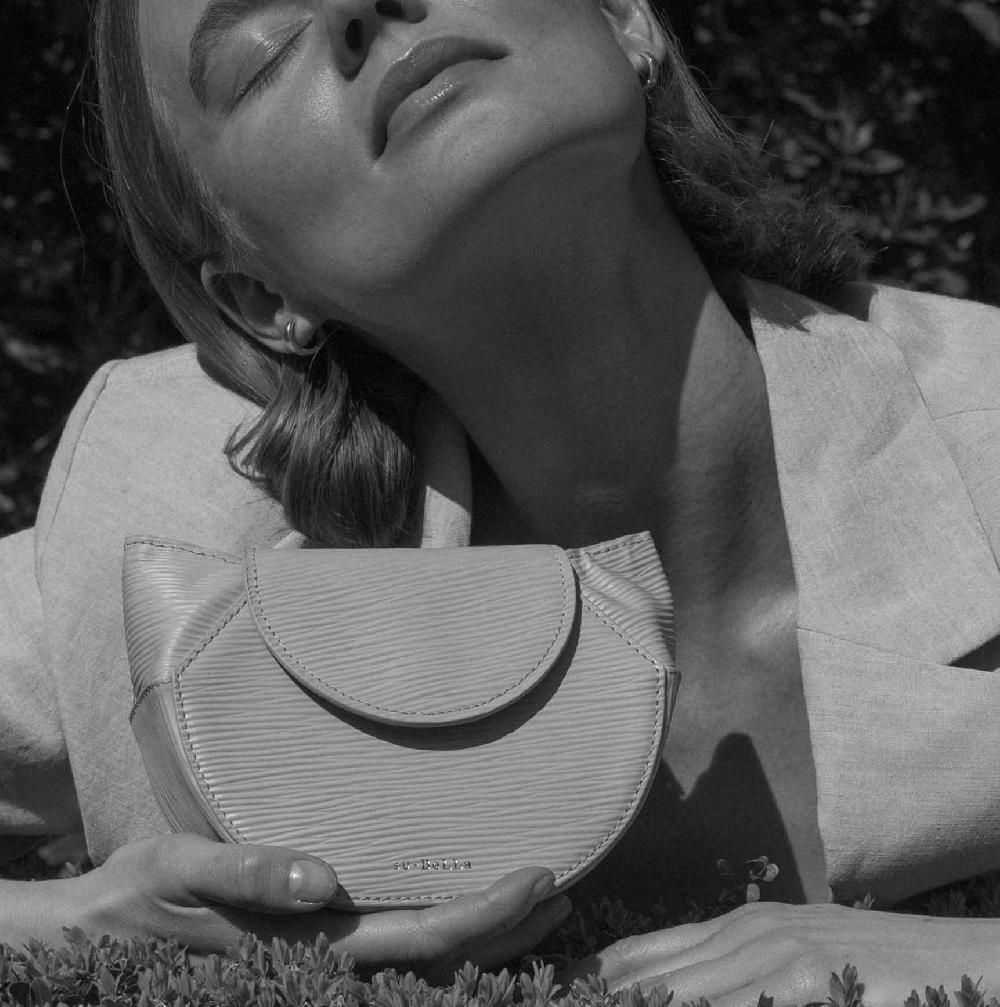 Subella London DANTE Embossed Stripe Leather In Aqua Blue