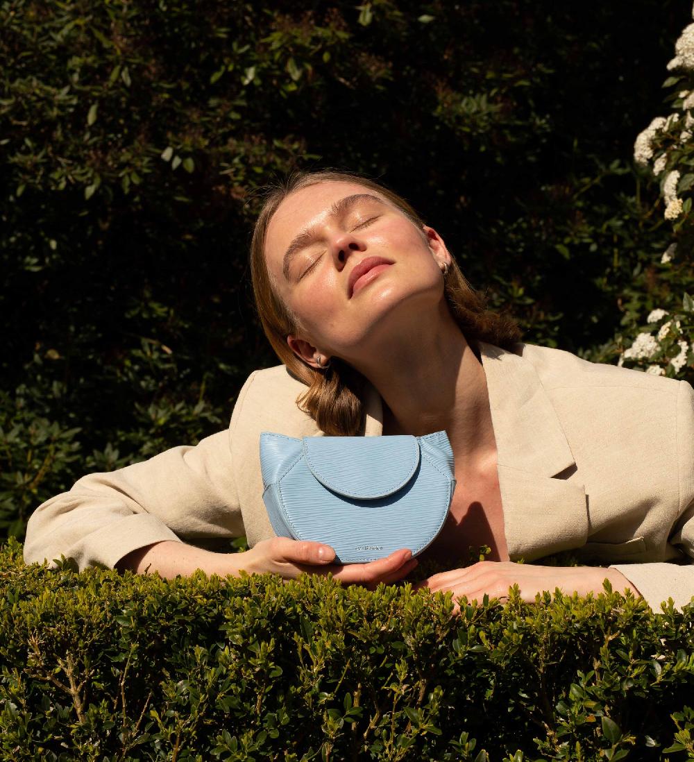 subella london DANTE Embossed Stripe leather in Aqua Blue