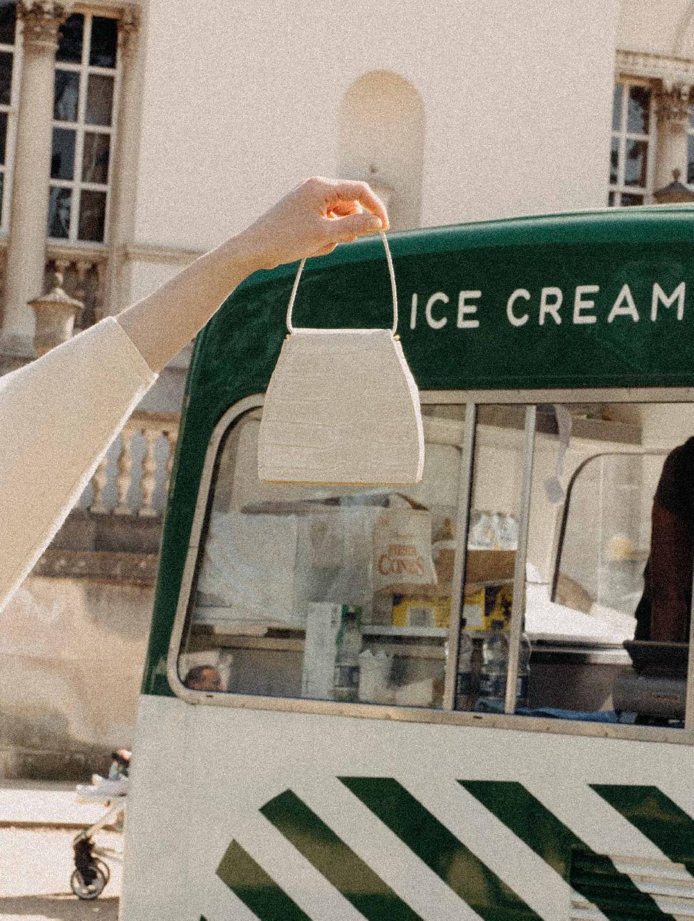 subella london ELLA Embossed Croc leather in Buttermilk Cream