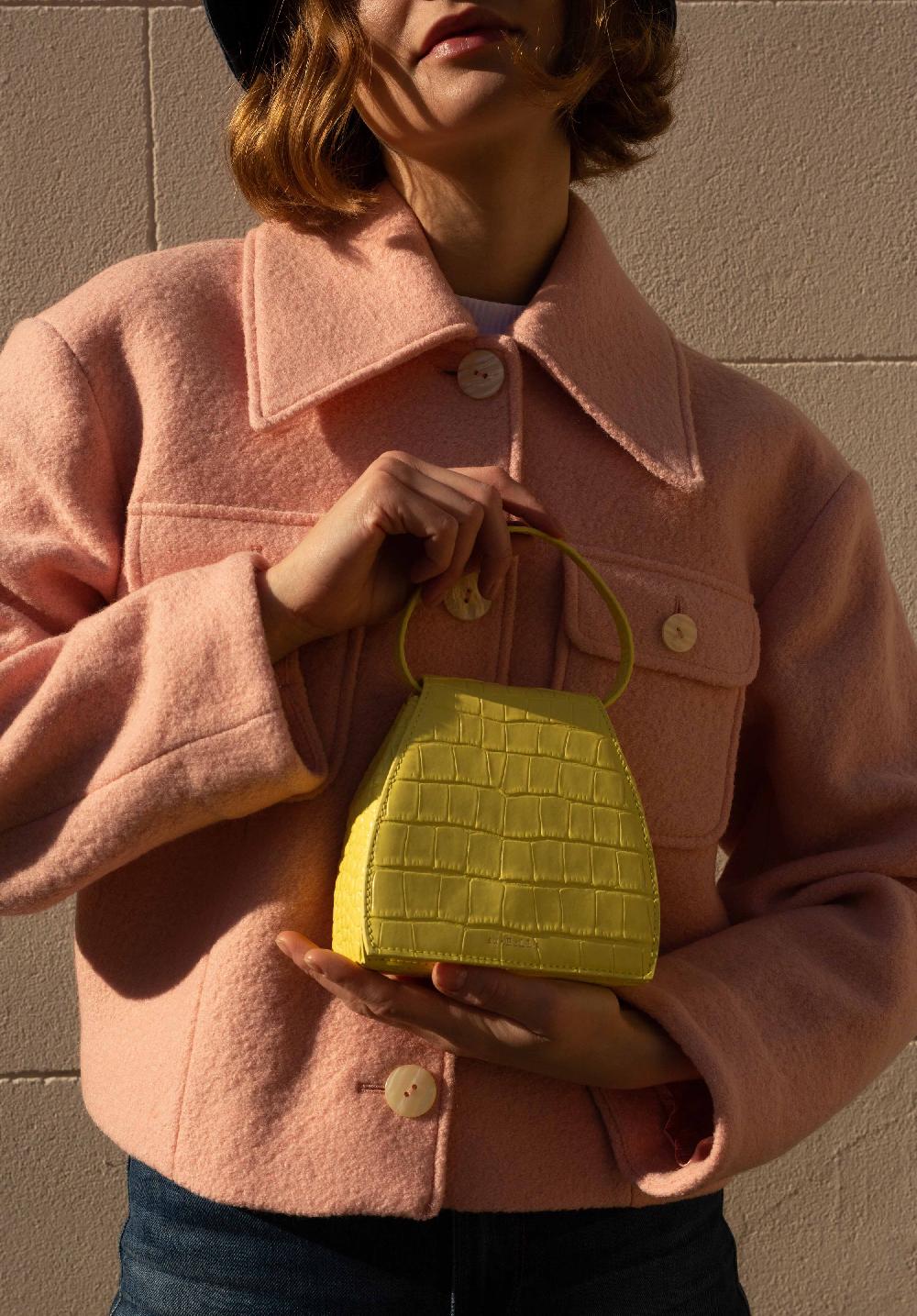 Subella London ELLA Embossed Croc Leather In Corn Yellow