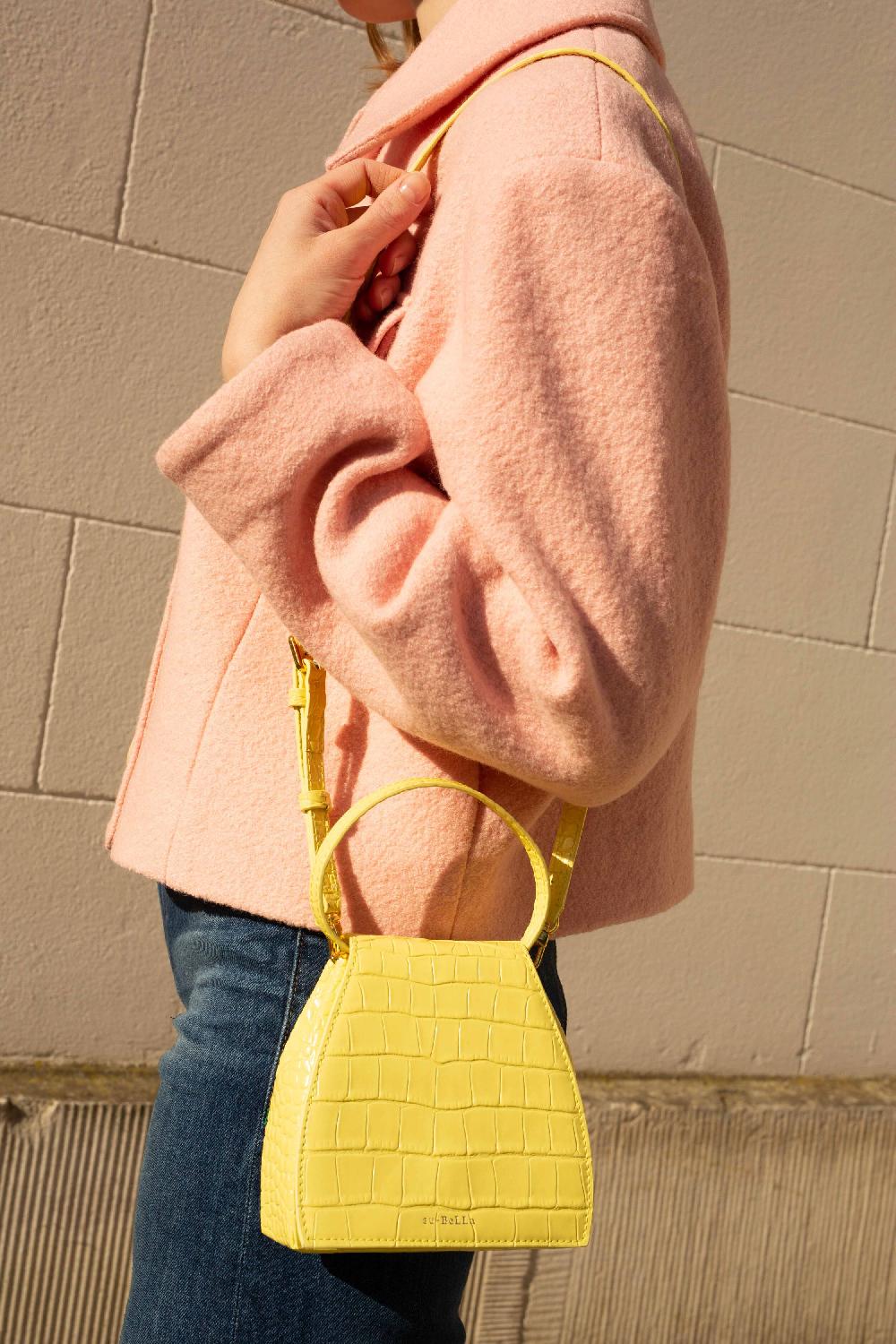 subella london ELLA Embossed Croc leather in Corn Yellow