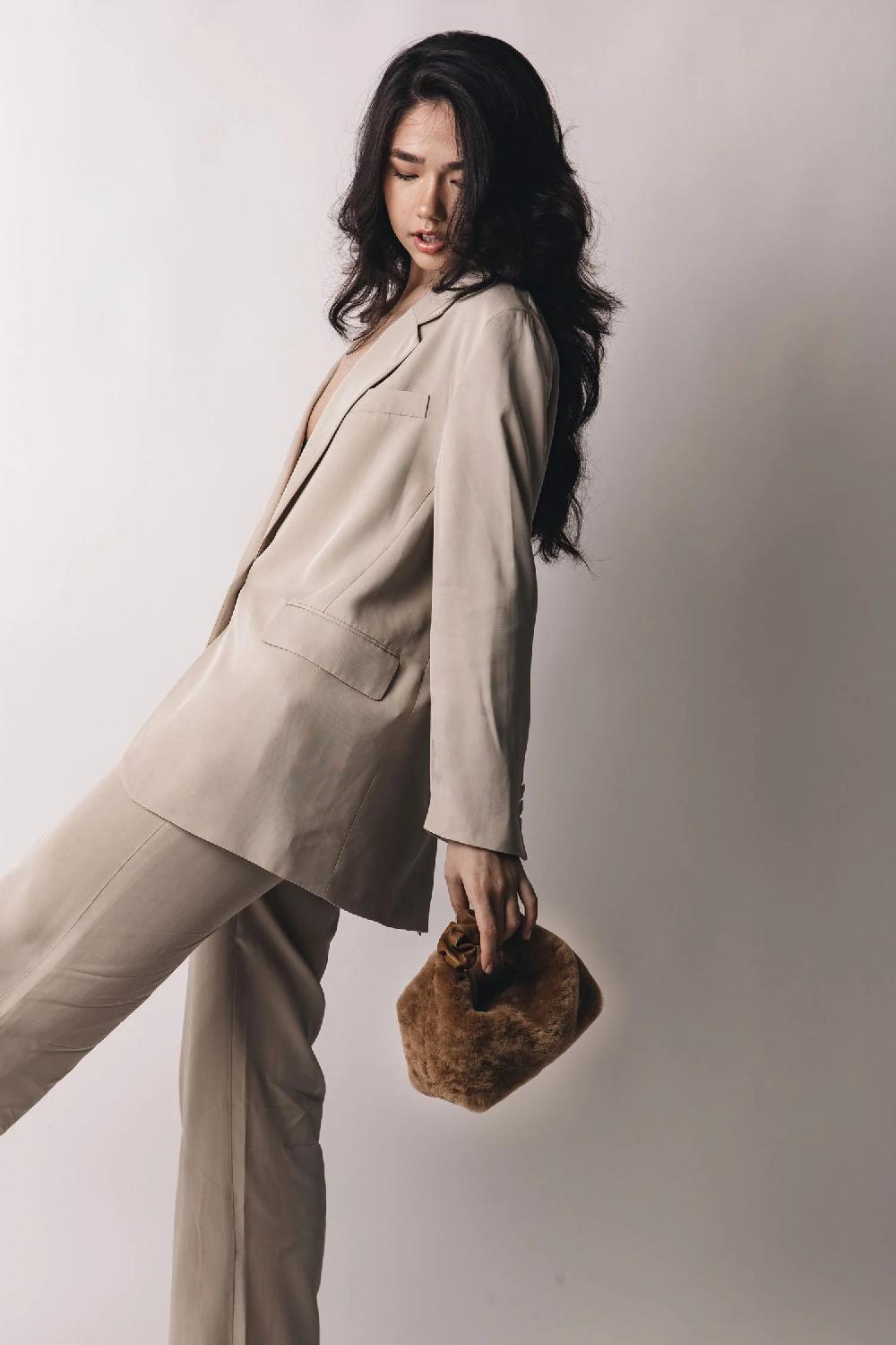 Subella London GIGI Mini Shearling Fur Tote In Brown