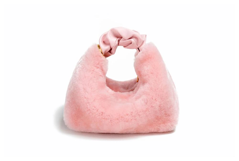 Subella London GIGI Mini Shearling Fur Tote In Pink