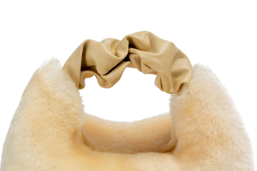 Subella London GIGI Mini Shearling Fur Tote In Yellow