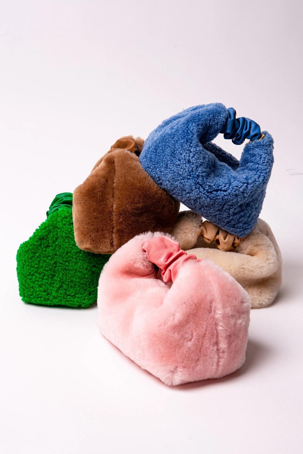 subella london GIGI Mini Shearling Fur Tote in Yellow