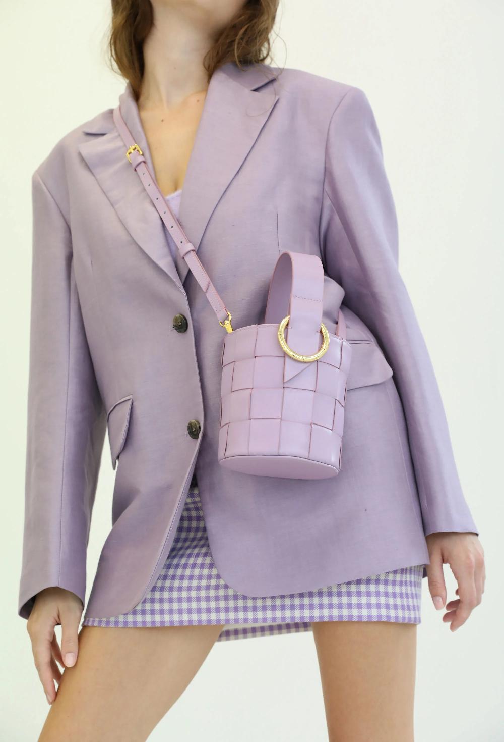 subella london JAS Woven Leather Bucket Periwinkle Purple