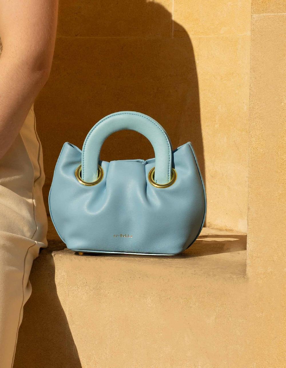 subella london LONDON Mini Tote Bag Soft Blue Eco Leather