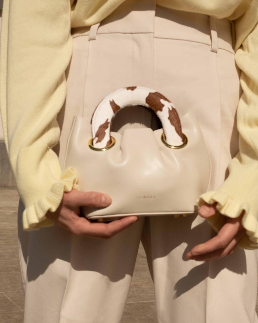 subella london LONDON Mini Tote Cream & Pony Eco Leather