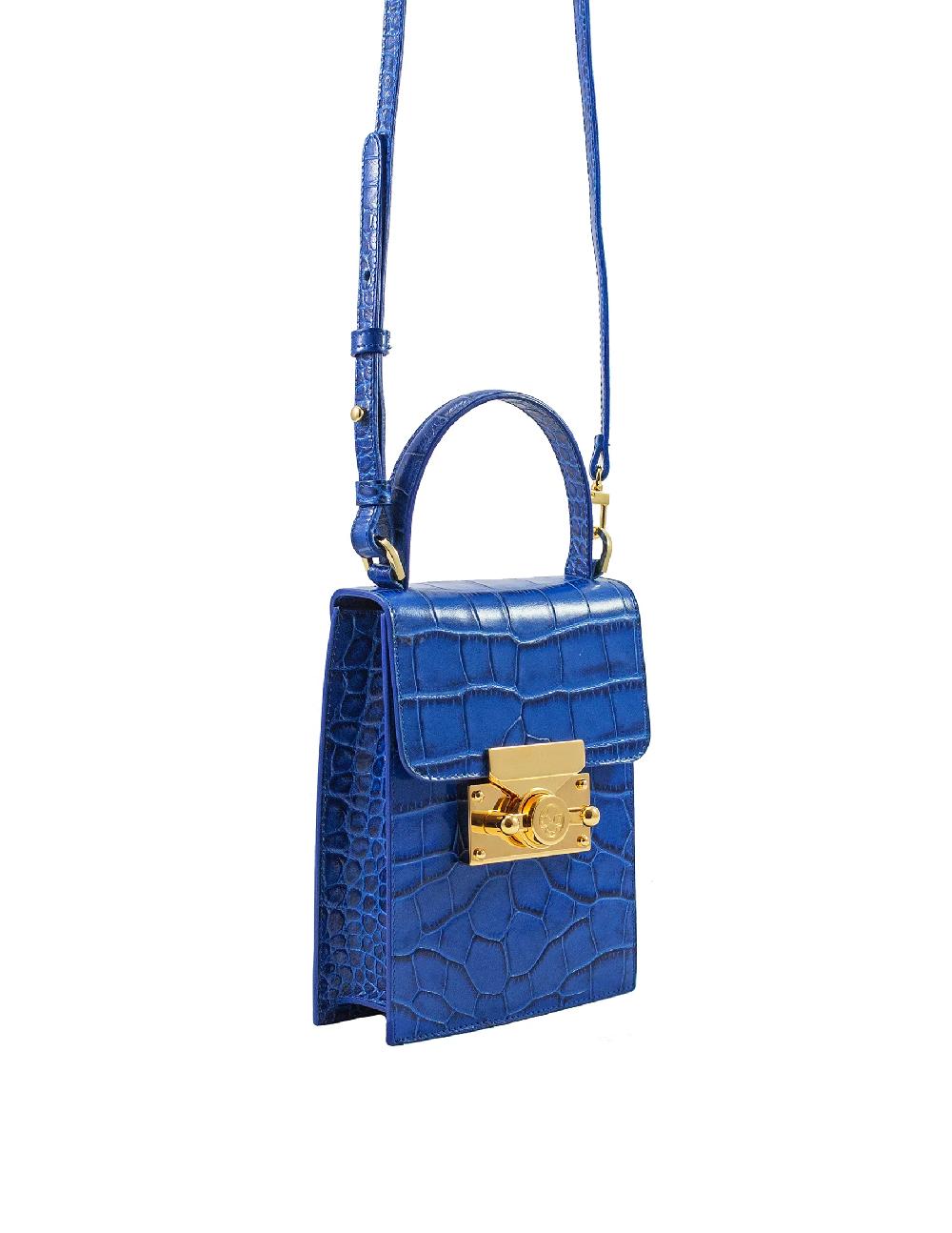 Subella London Silvy • Electric Blue Croc Gold Lock