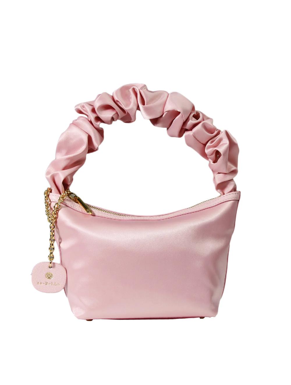 Subella London Sisi Cotton Candy Pink Satin Scrunchie Mini Tote