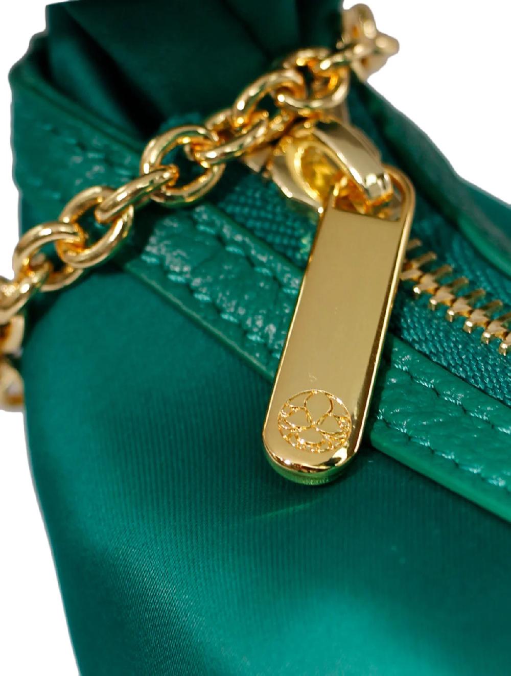 Subella London Sisi Emerald Green Satin Scrunchie Mini Tote