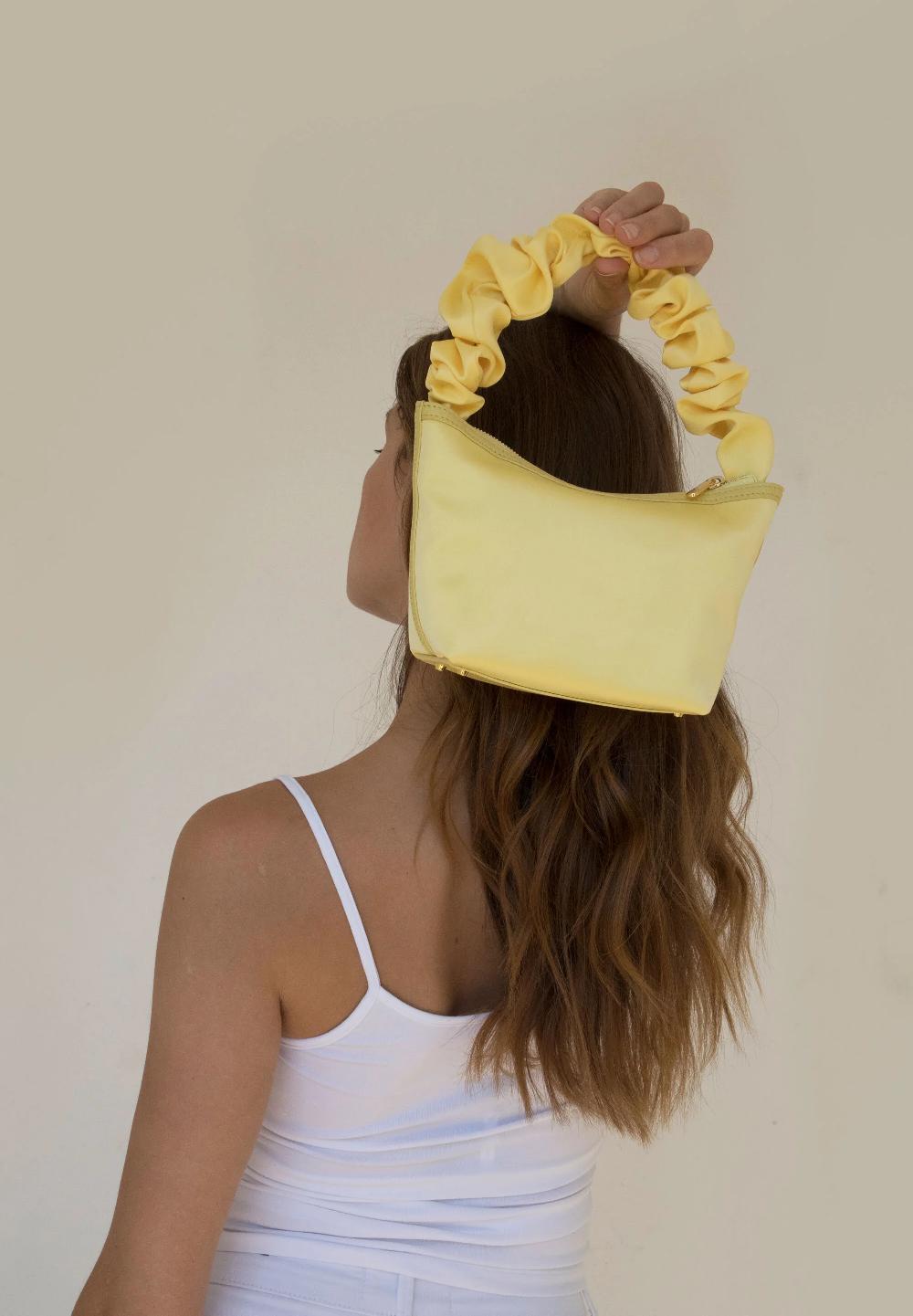 Subella London Sisi Lemon Satin Scrunchie Mini Tote