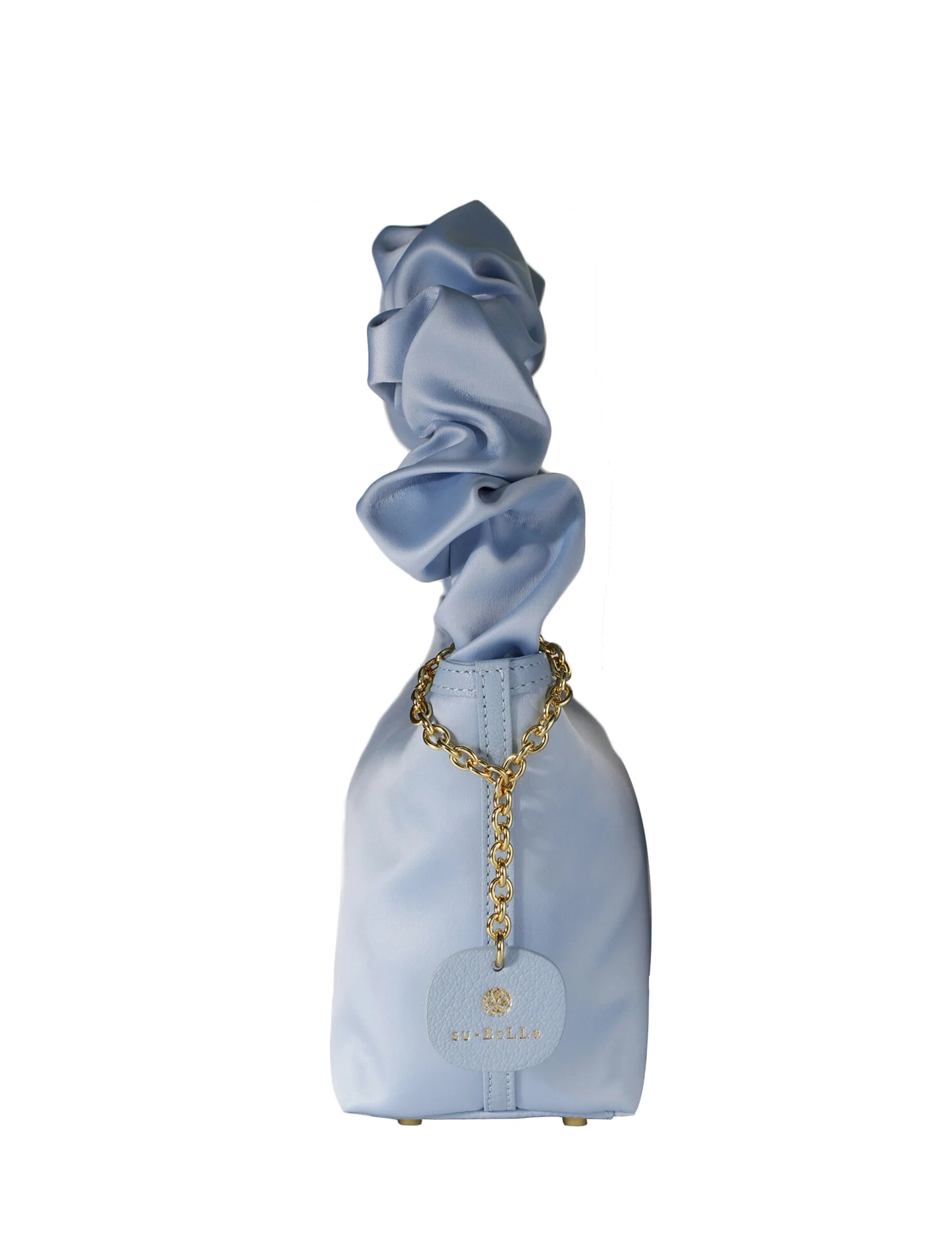 Subella London Sisi Sky Blue Satin Scrunchie Mini Tote