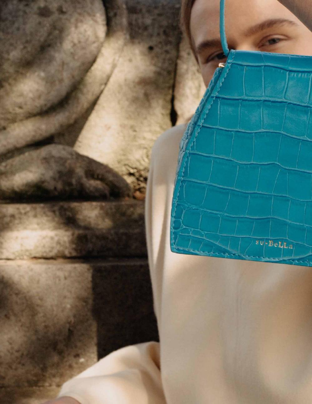 Subella London ELLA Embossed Croc Leather In Blue