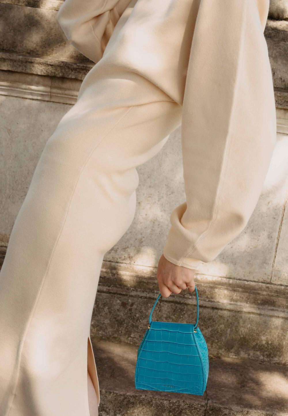 subella london ELLA Embossed Croc leather in Blue