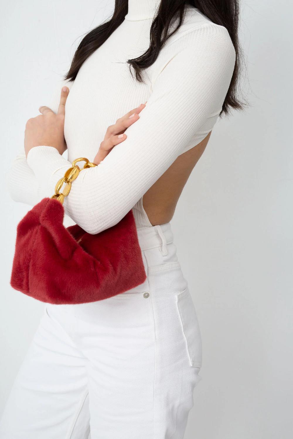 Subella London GIGI Faux Fur Tote In Raspberry