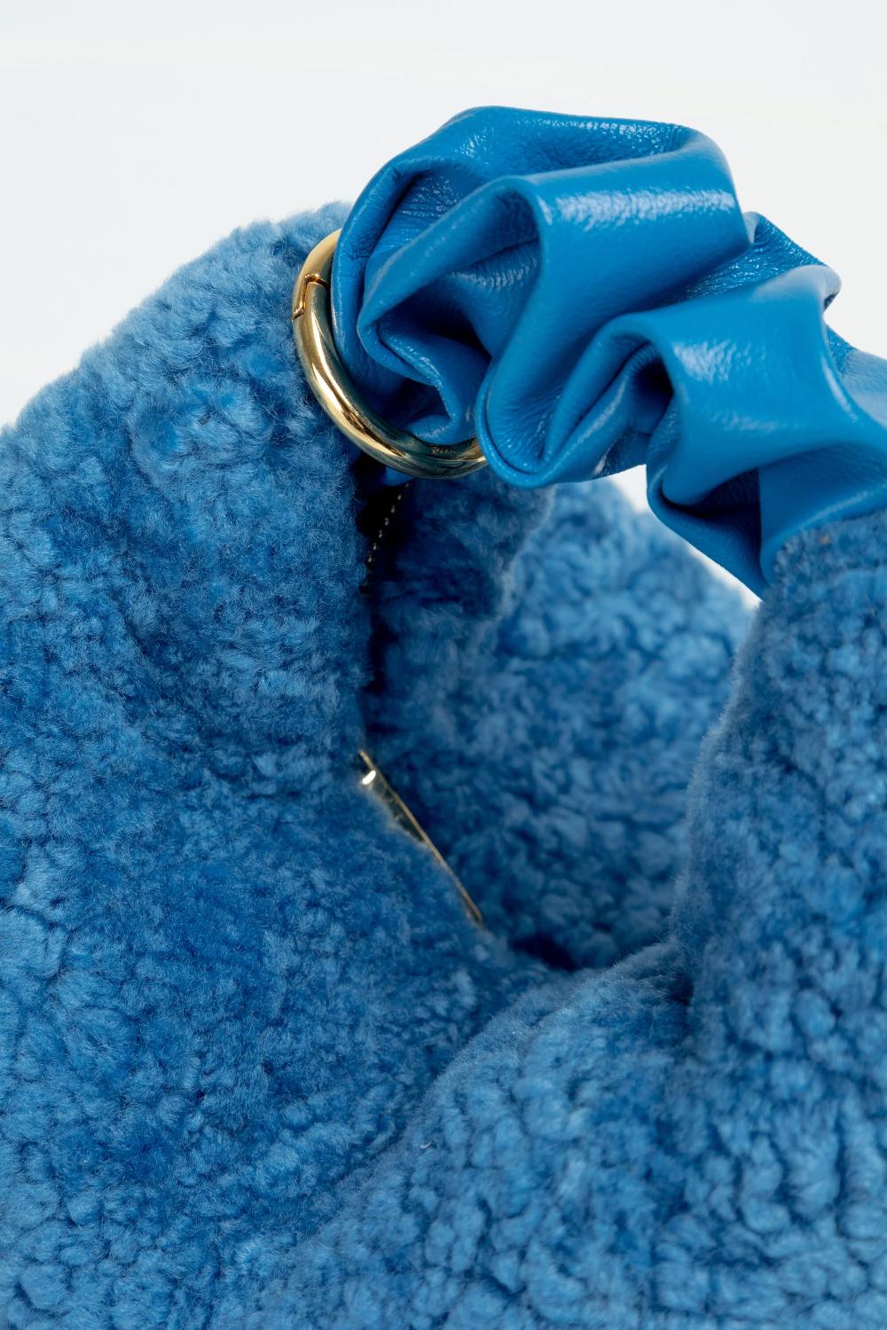 Subella London GIGI Shearling Fur Tote In Blue