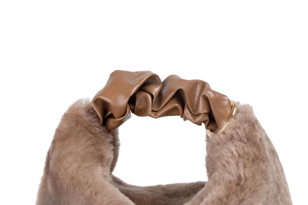 Subella London GIGI Shearling Fur Tote In Brown