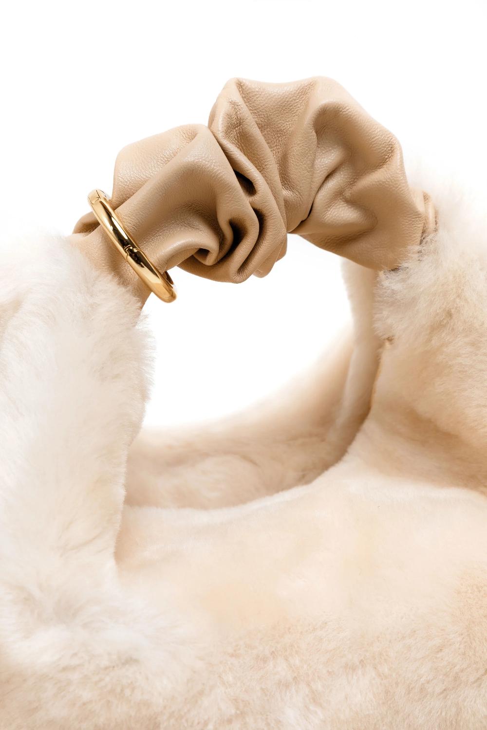 Subella London GIGI Shearling Fur Tote In Cream