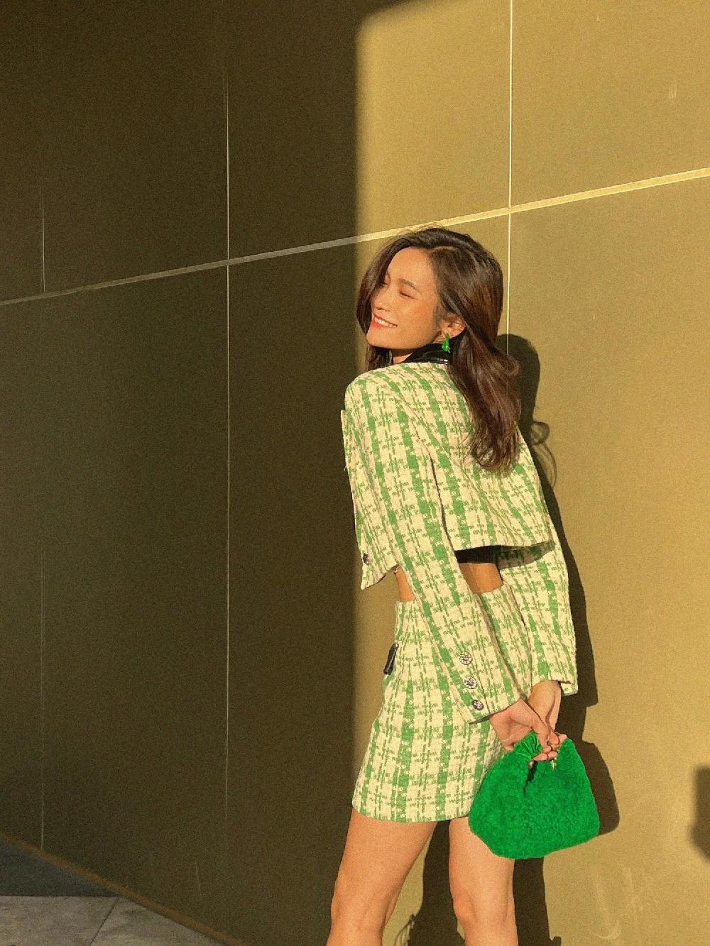 Subella London GIGI Shearling Fur Tote In Green