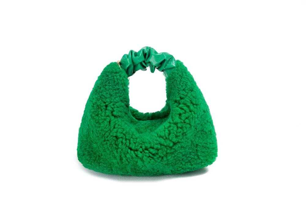 subella london GIGI Shearling Fur Tote in Green
