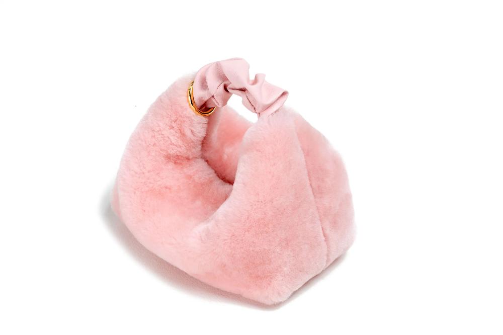 Subella London GIGI Shearling Fur Tote In Pink
